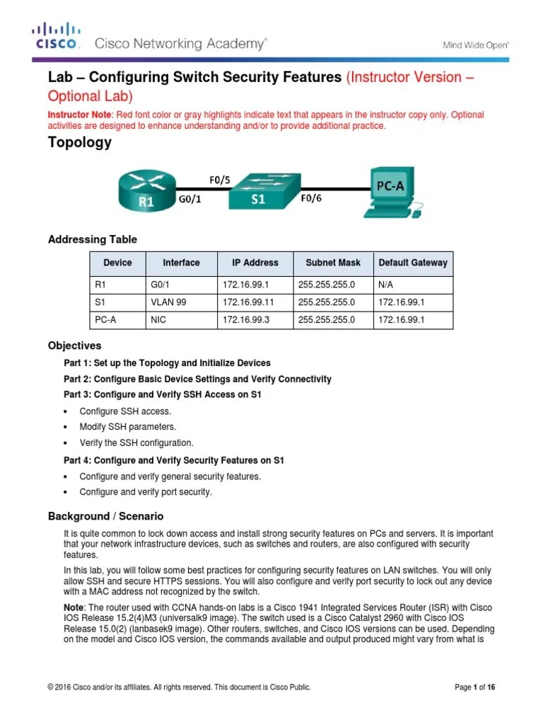 5 2 2 9 Lab Configuring Switch Security Features ILM | Download Free PDF | Hypertext Transfer ...
