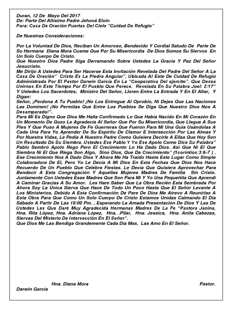 Carta De Dios | PDF | Oración | Cristo (título)