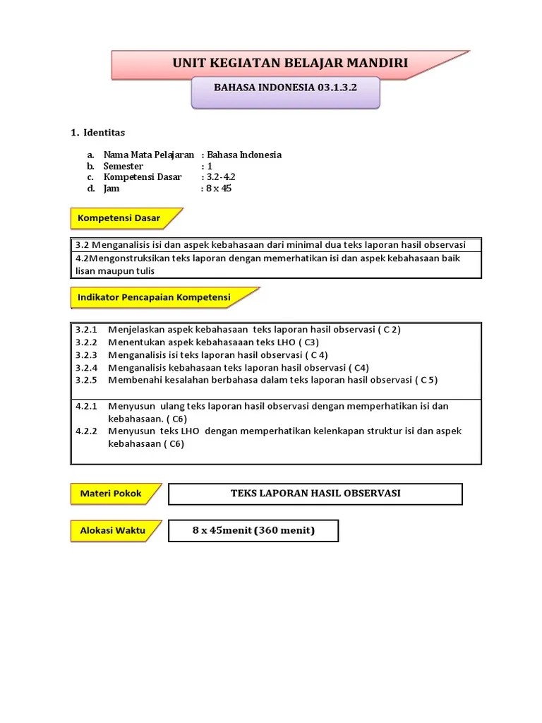 Temukan 2 contoh kalimat simpleks dalam teks di atas 2. Bhnajar Ukb Bin 03 1 3 2 Teks Laporan Hasil Observasi Keterampilan Pdf