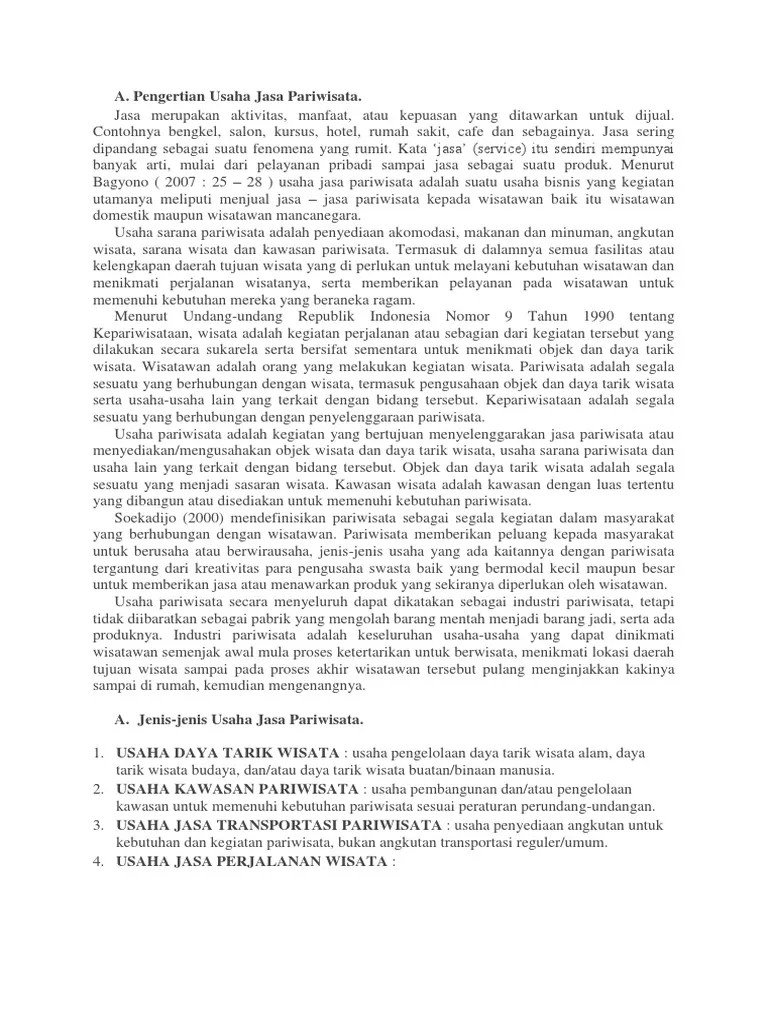 Materi buku usaha jasa pariwisata ini disusun sesuai dengan. Pengertian Usaha Jasa Pariwisata Pdf