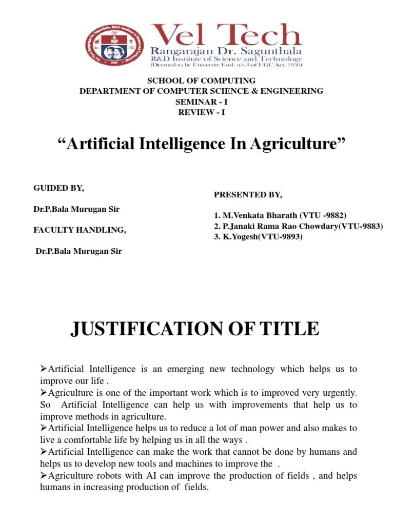 Artificial Intelligence In Agriculture | PDF | Artificial Intelligence | Intelligence (AI ...