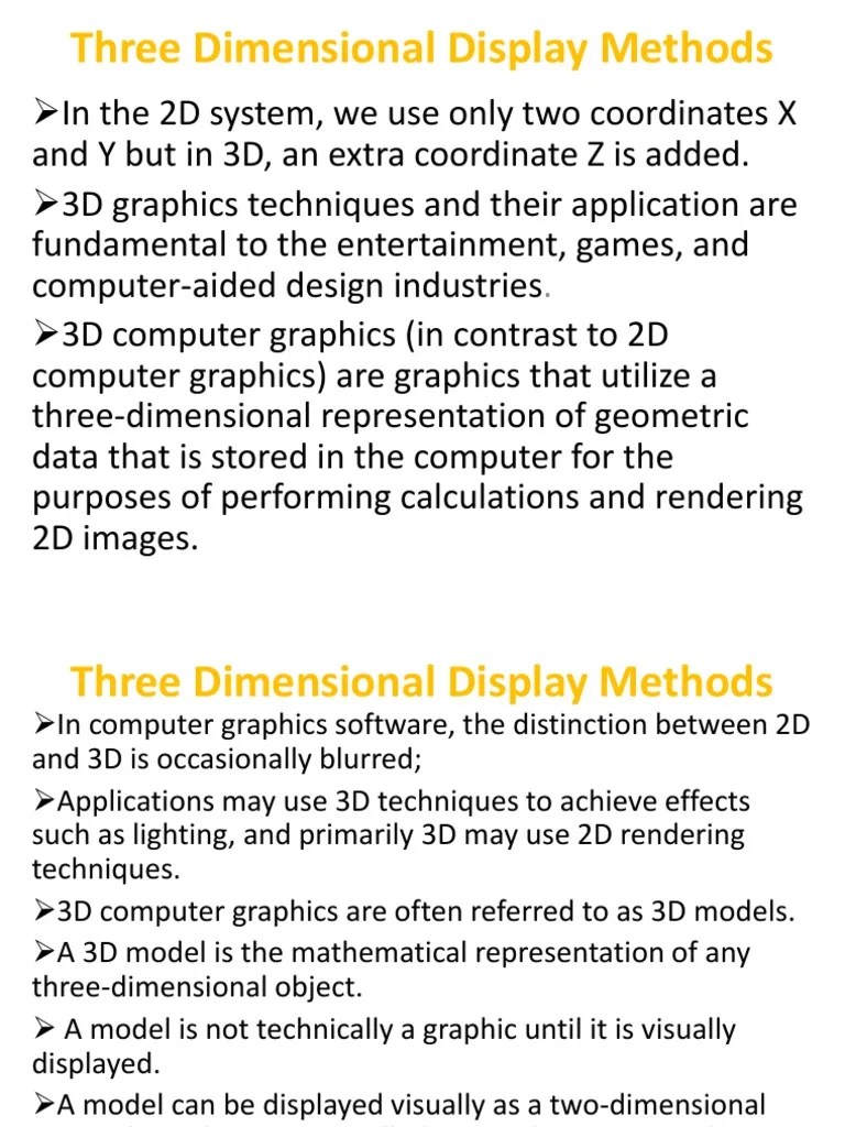 Three Dimensional Display Methods | PDF | 3 D Computer Graphics ...
