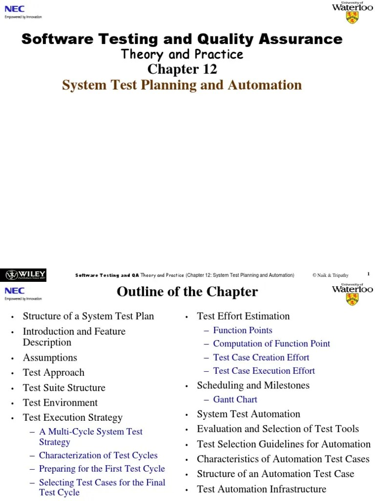 Software Testing And Quality Assurance: System Test Planning And ...