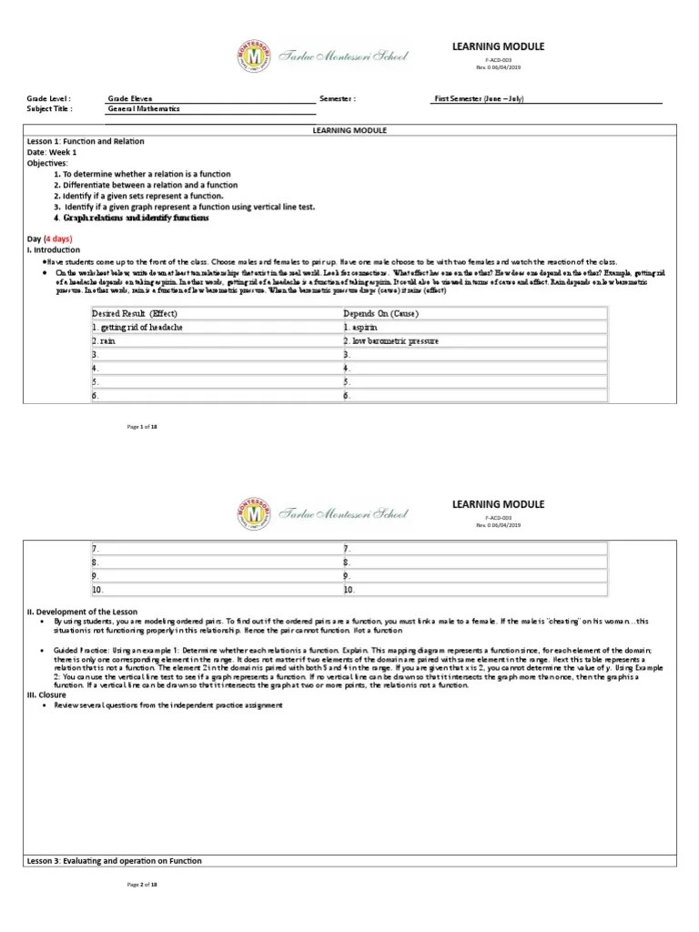 Module In Gen Math | PDF | Function (Mathematics) | Elementary Mathematics