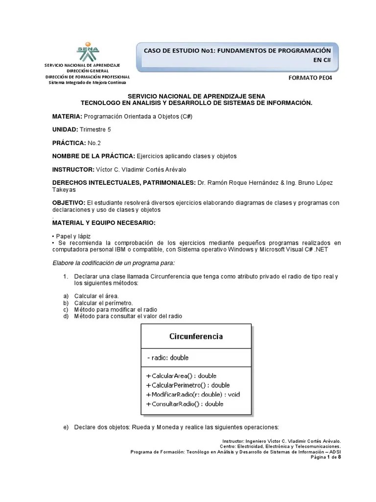 Actividad No.2 - Poo - Tema 1 - Clases & Objetos | PDF | C Sharp ...