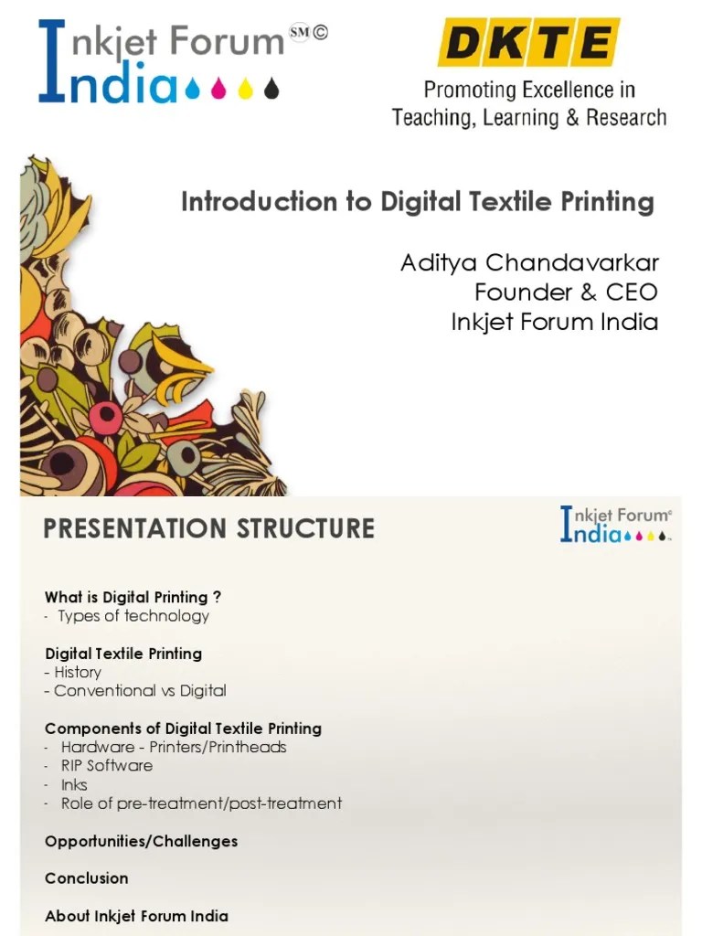 Introduction Digital Textile Printing | PDF | Printer (Computing) | Ink