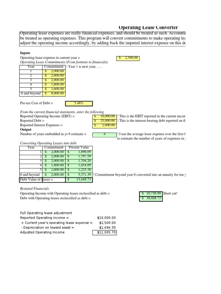 Convert Operating Leases To Debt | PDF | Earnings Before Interest | Expense
