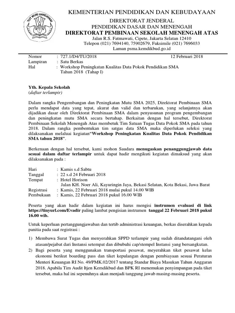 Undangan Workshop Kualitas Data Tahap I PDF | PDF