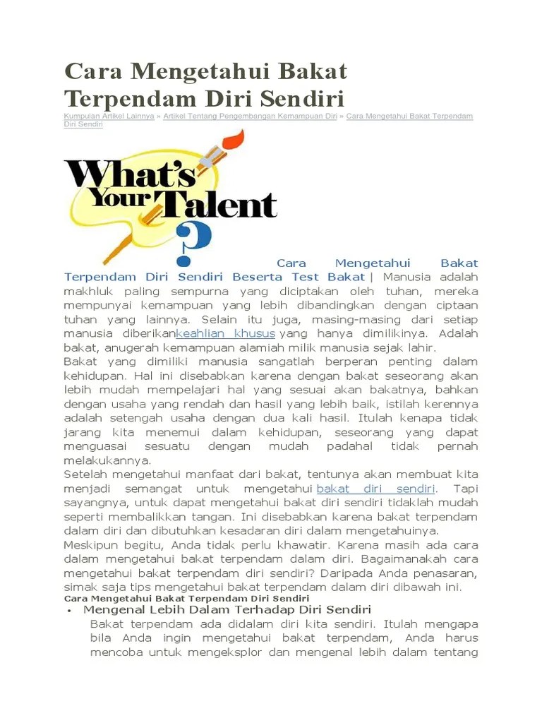 Tips mengetahui bakat dan potensi · 1. Cara Mengetahui Bakat Terpendam Diri Sendiri Pdf
