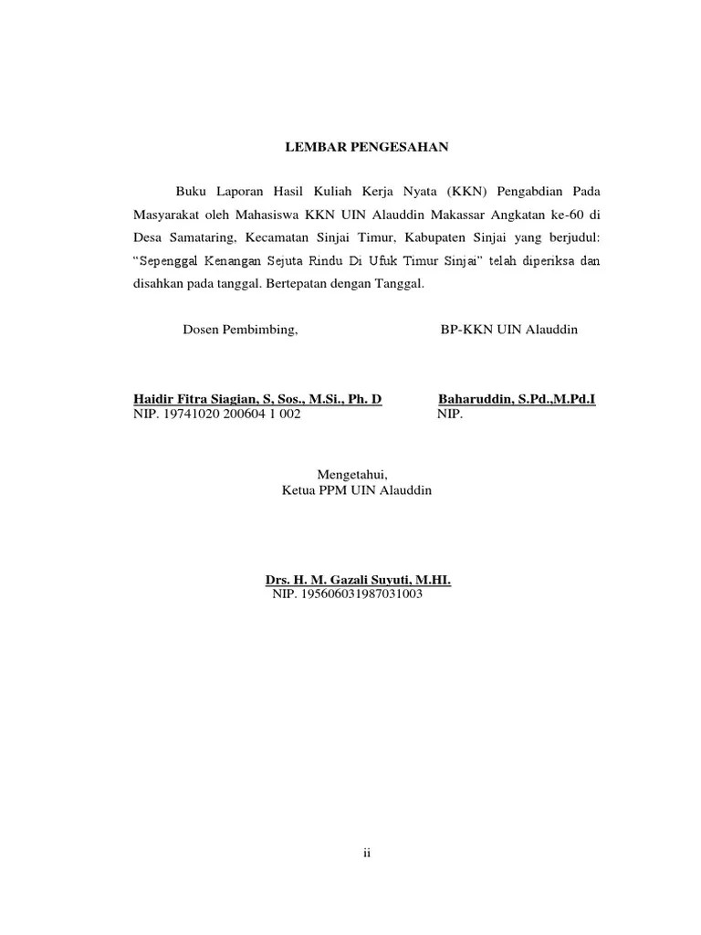 Lampiran 1.1 contoh cover laporan kkn. Laporan Kkn Pdf