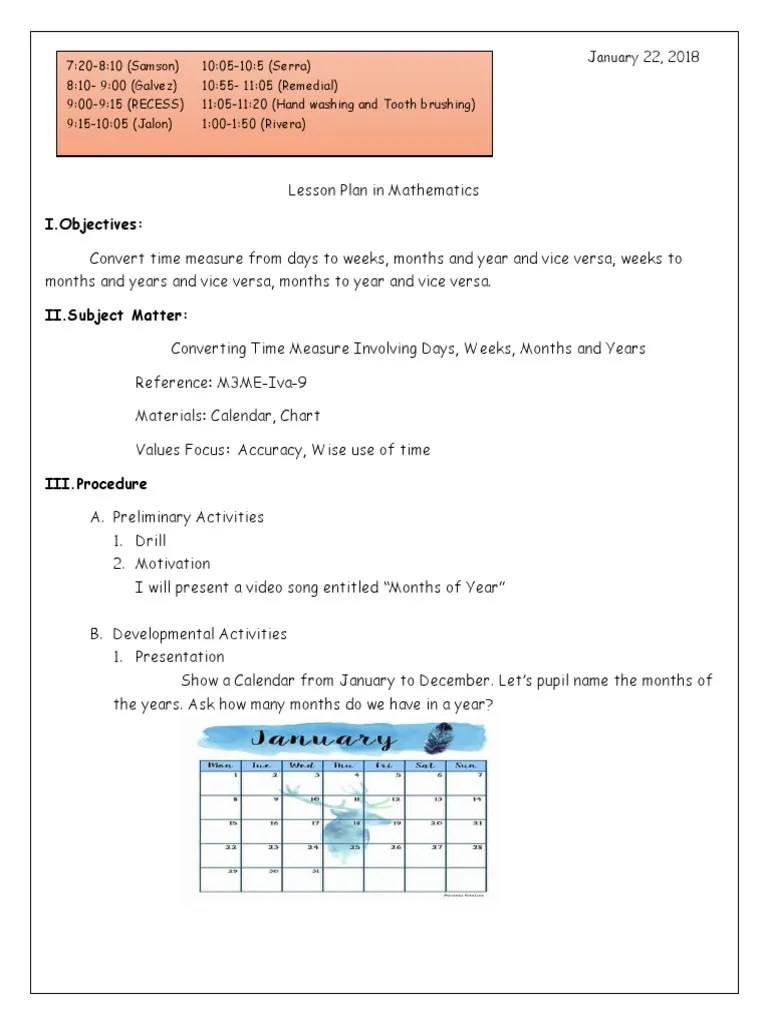 Lesson Plan In Mathematics | PDF | Teaching | Communication
