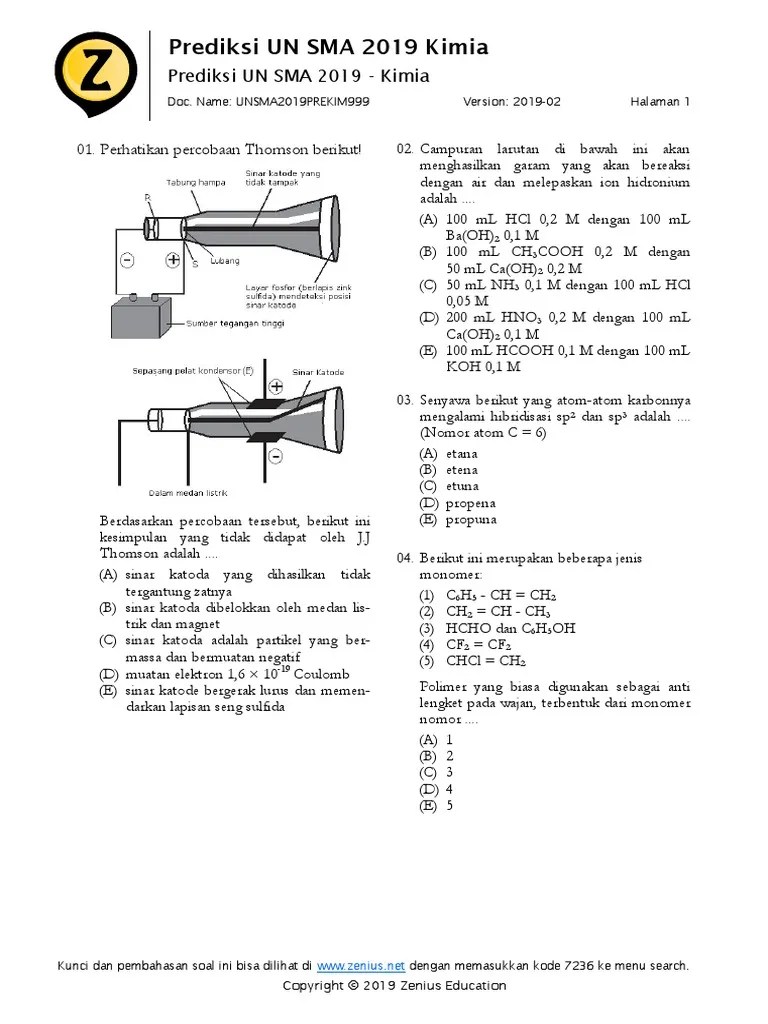 Merujuk kepada soal, jenis polimer yang ditanyakan ialah polimer . Soal Un Kimia Sma Pdf