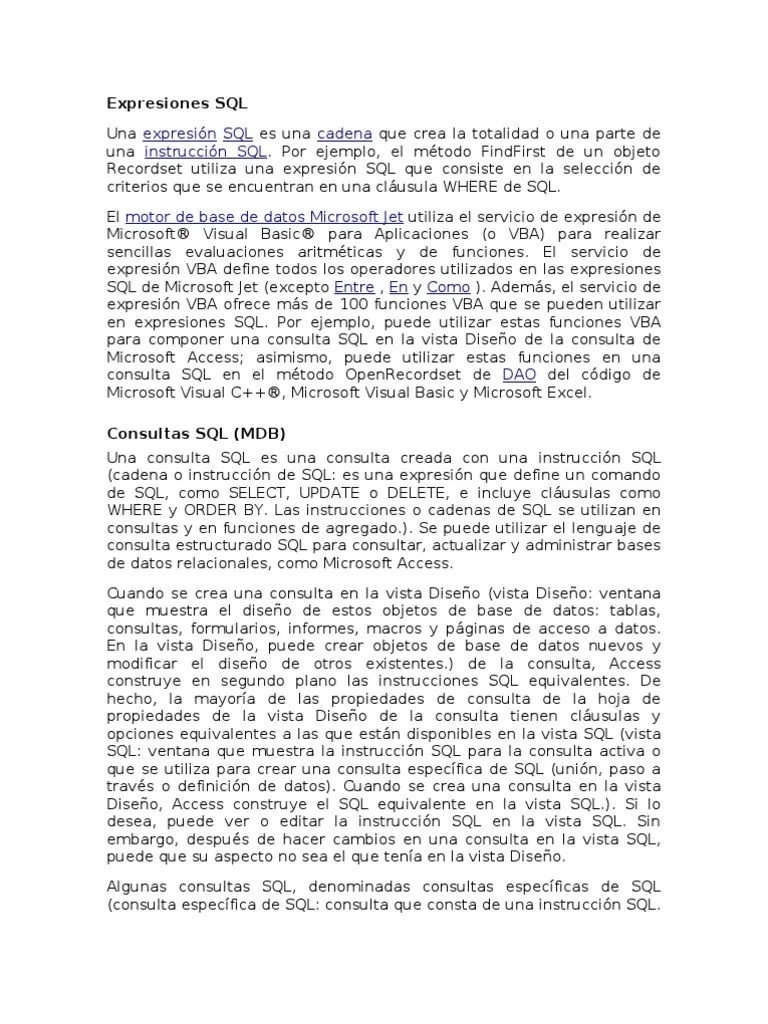 SQL Access | PDF | SQL | Tabla (base De Datos)