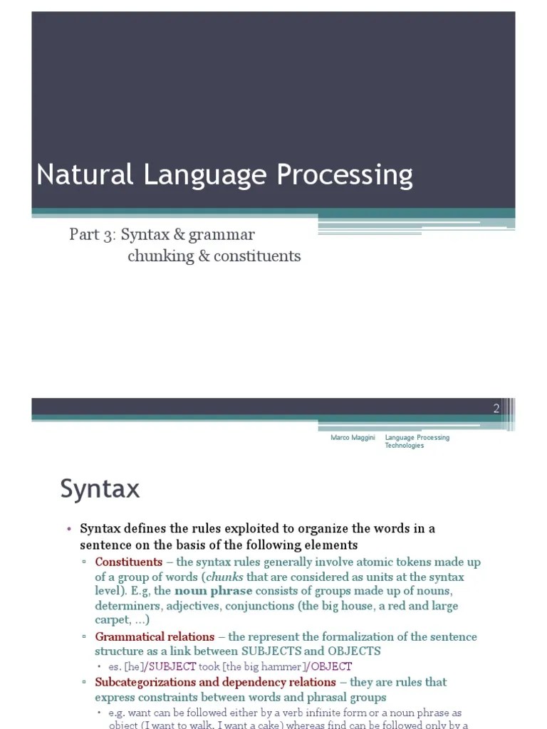 07 - NLP - Syntax | PDF | Parsing | Phrase