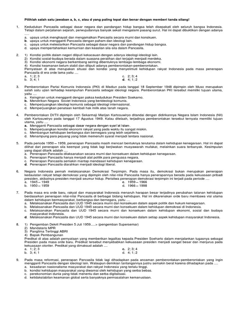 Diantara sekian banyak klausul dan muatan . Soal Pkn Kelas 9 Smp Pdf