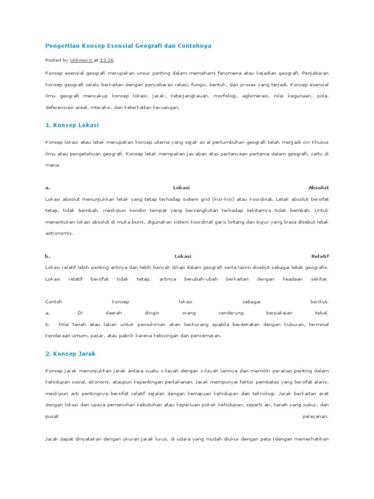 Konsep Esensial Geografi Brainly