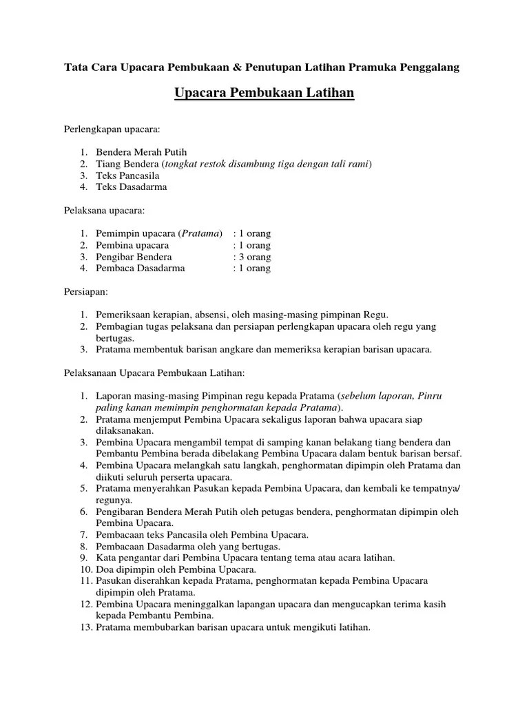 Amanat Pembina Upacara Penutupan Pramuka