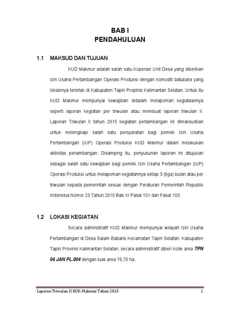 Laporan Triwulan II Kud Makmur Baru | PDF