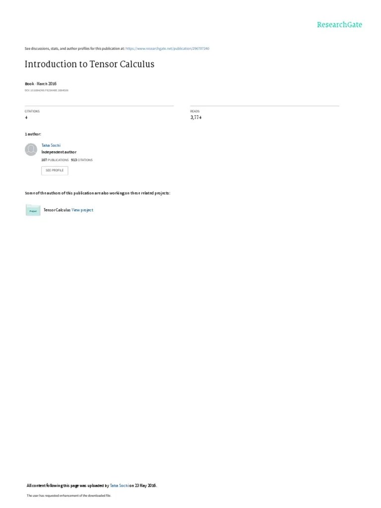 Introduction To Tensor Calculus | PDF | Tensor | Euclidean Vector