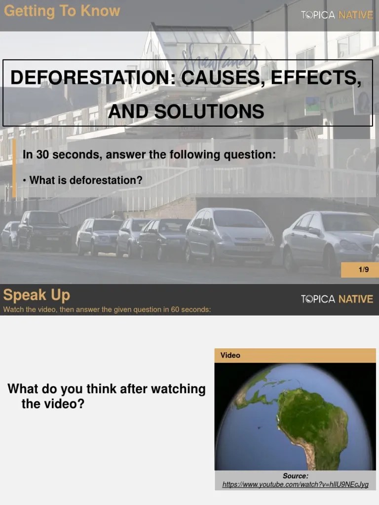 Deforestation: Causes, Effects, And Solutions: In 30 Seconds, Answer The Following Question ...