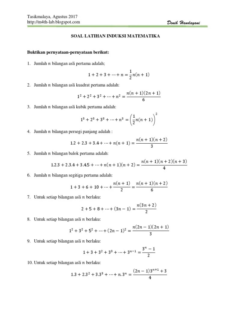 Buktikan Dengan Induksi Matematika Bahwa Untuk Semua Bilangan Asli N –  Rasanya