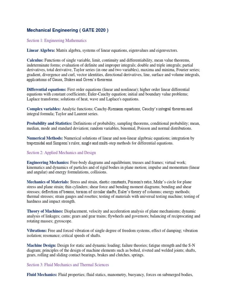 Mechanical Engineering (GATE 2020) | PDF | Heat Transfer | Stress ...