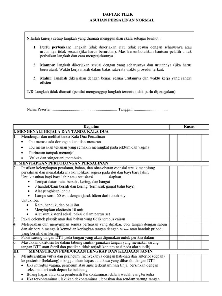 Daftar Tilik Apn 60 Langkah | PDF
