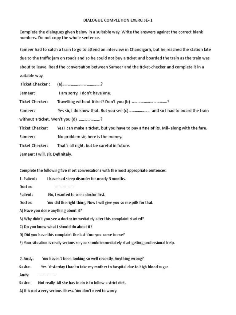 Dialogue Writing Exercise | PDF
