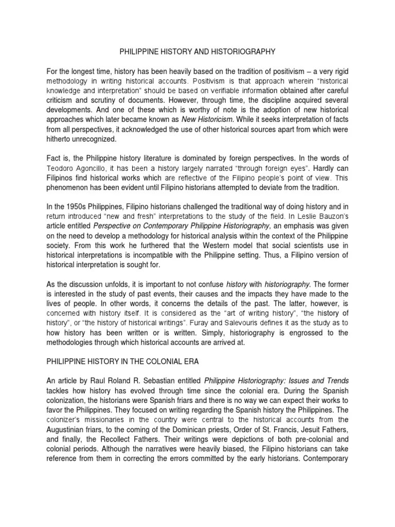 Philippine History And Historiography PDF | PDF | Historiography | Philippines