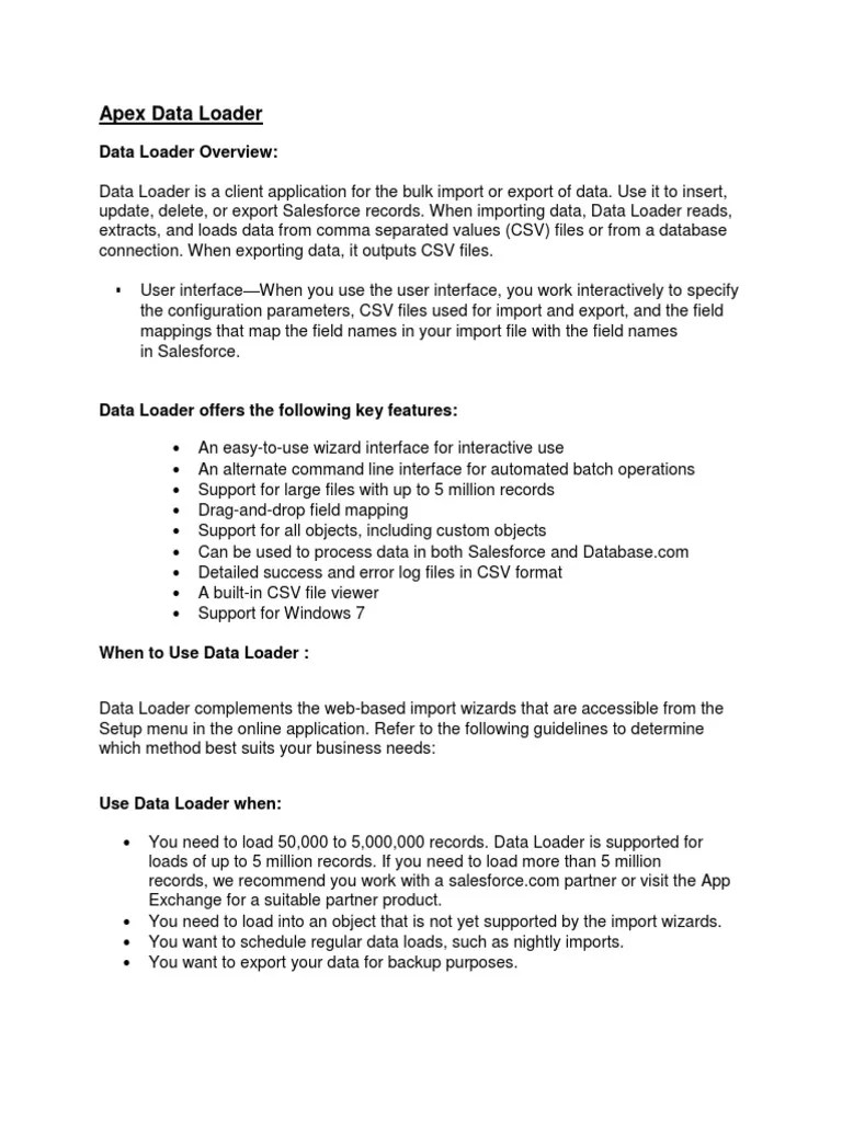 Apex Data Loader | PDF | Comma Separated Values | Salesforce.Com