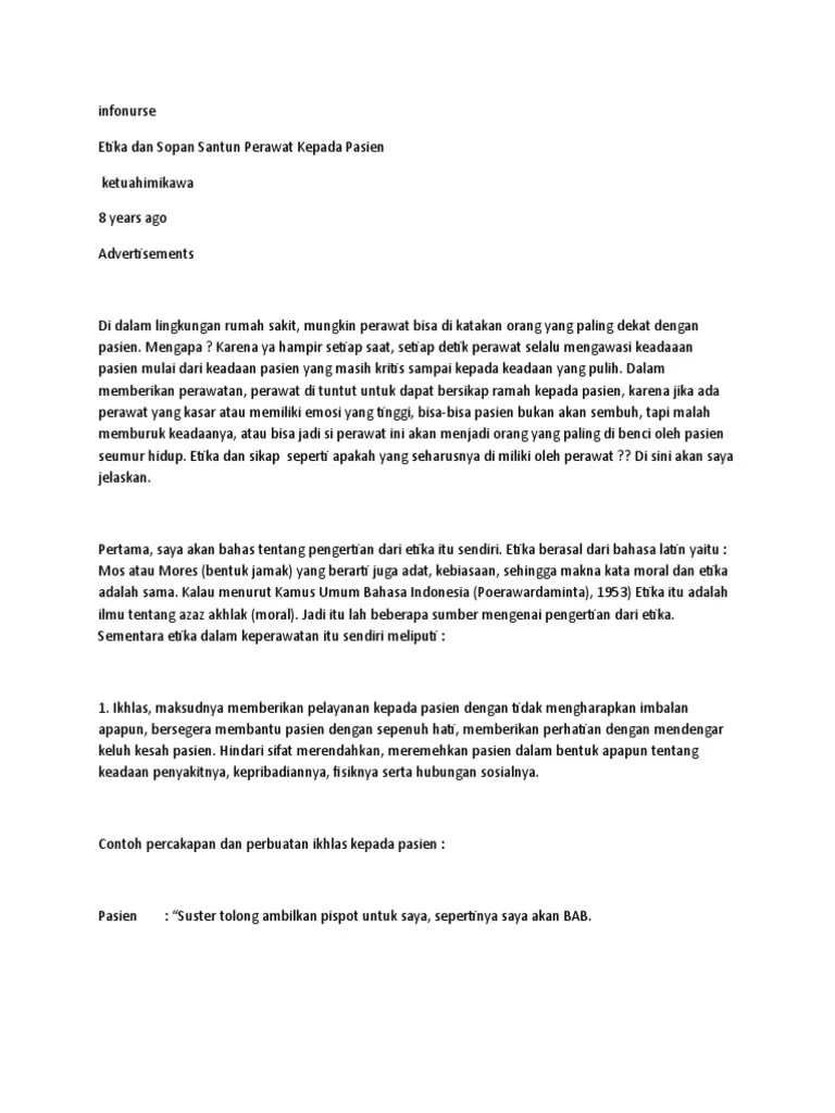 Etika, Sopan Santun Perawat | PDF