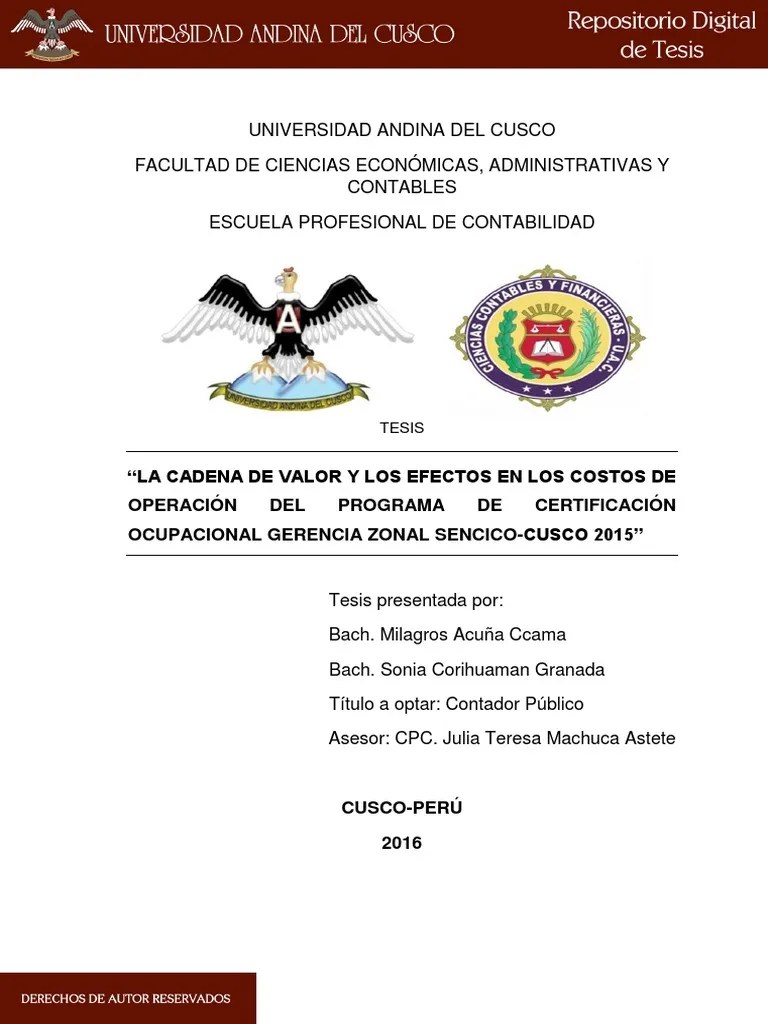 Tesis Uac | PDF | Costo | Cadena De Valor