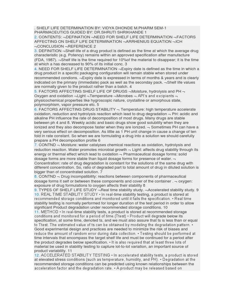 Shelf Life Determination By | PDF | Shelf Life | Dose (Biochemistry)