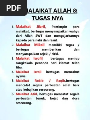 Rangkuman 10 Malaikat Dan Tugas | PDF