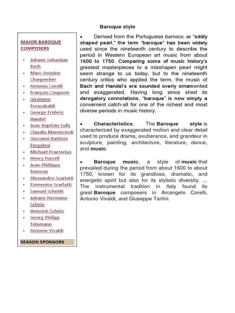 Baroque Style | PDF | Baroque | Baroque Music