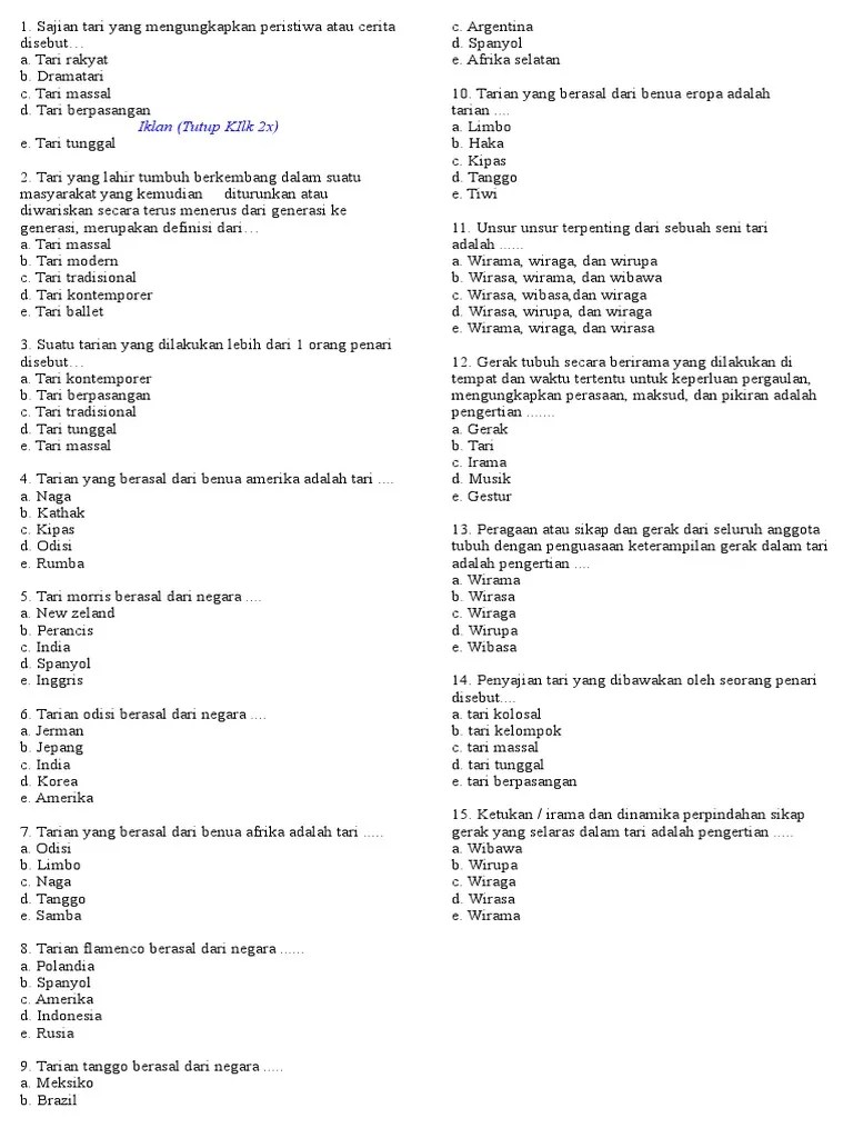 Soal Latihan Seni Tari | PDF