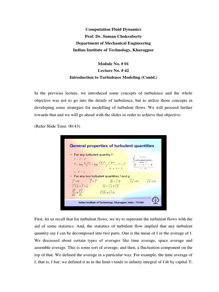 Computational Fluid Dynamics, NPTEL Lecture 42 By Suman Chakraborthy ...