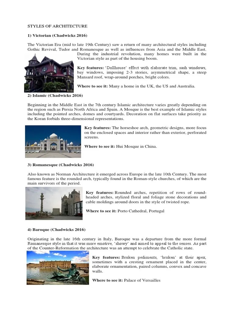 Styles Of Architecture | PDF | Gothic Architecture | Architectural Design