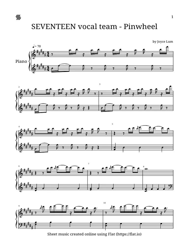 Seventeen (Vocal Team) - Pinwheel Piano Arr By Joyce Lum | PDF ...