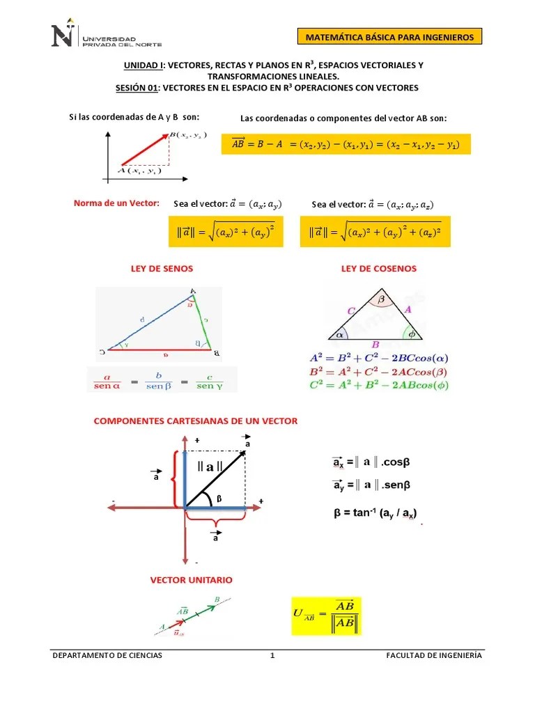HT 01 Matba Ing Vectores En El Espacio R3 1 | PDF | Espacio Vectorial | Escalar (Matemáticas)