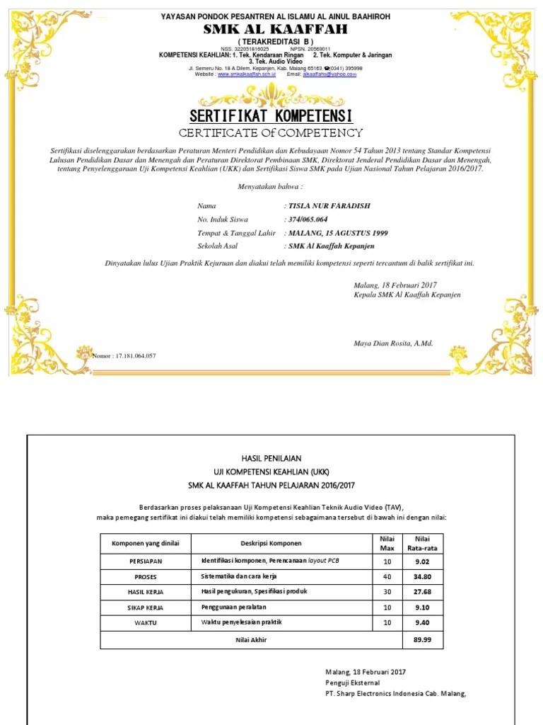 Berikut ini contoh sertifikat yang baik dan benar serta menarik perhatian yang dapat anda gunakan dalam tema maupun format penulisan surat. Contoh Sertifikat Ukk Smk 2020 Cara Golden