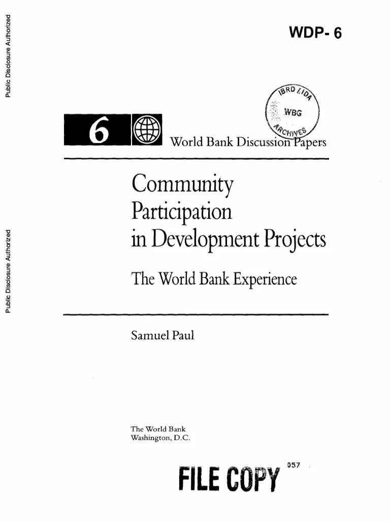 Community Participation In Development Projects | PDF | Development Economics | Non Governmental ...