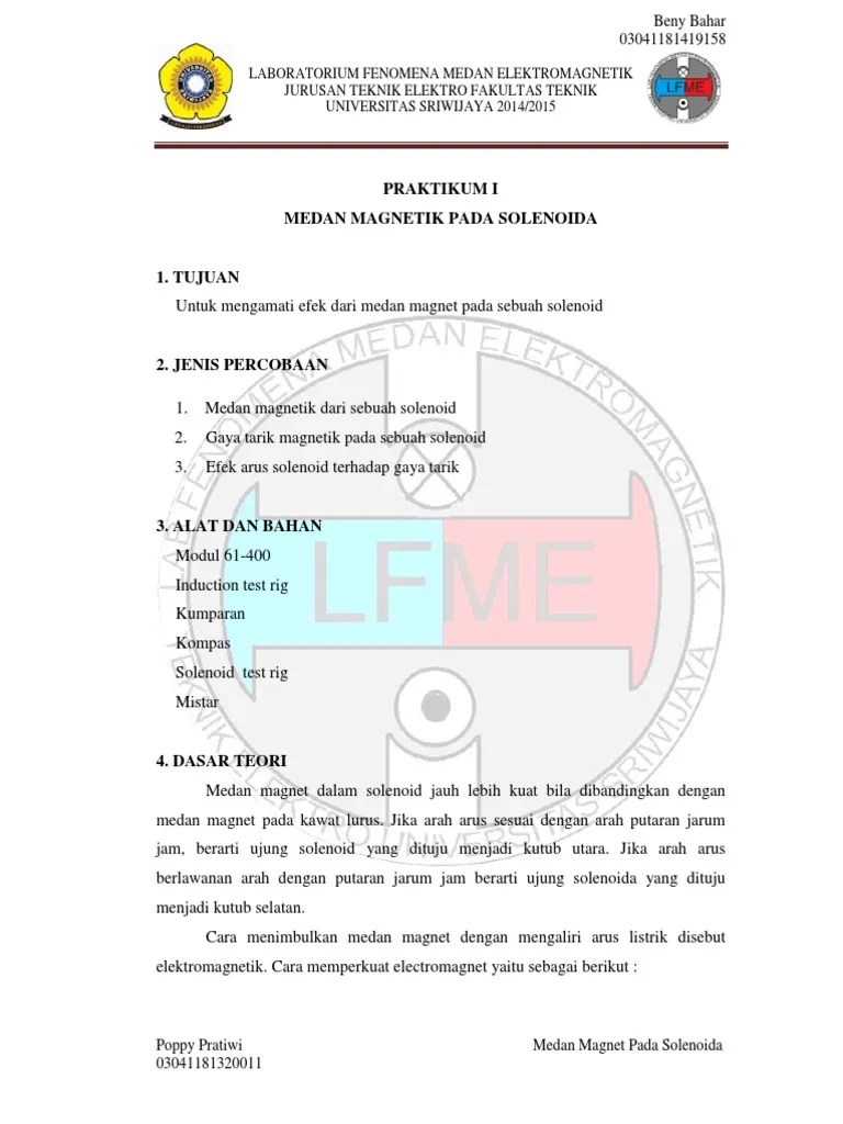 Induksi dan arus memiliki arah. Medan Magnet Pada Solenoida Pdf