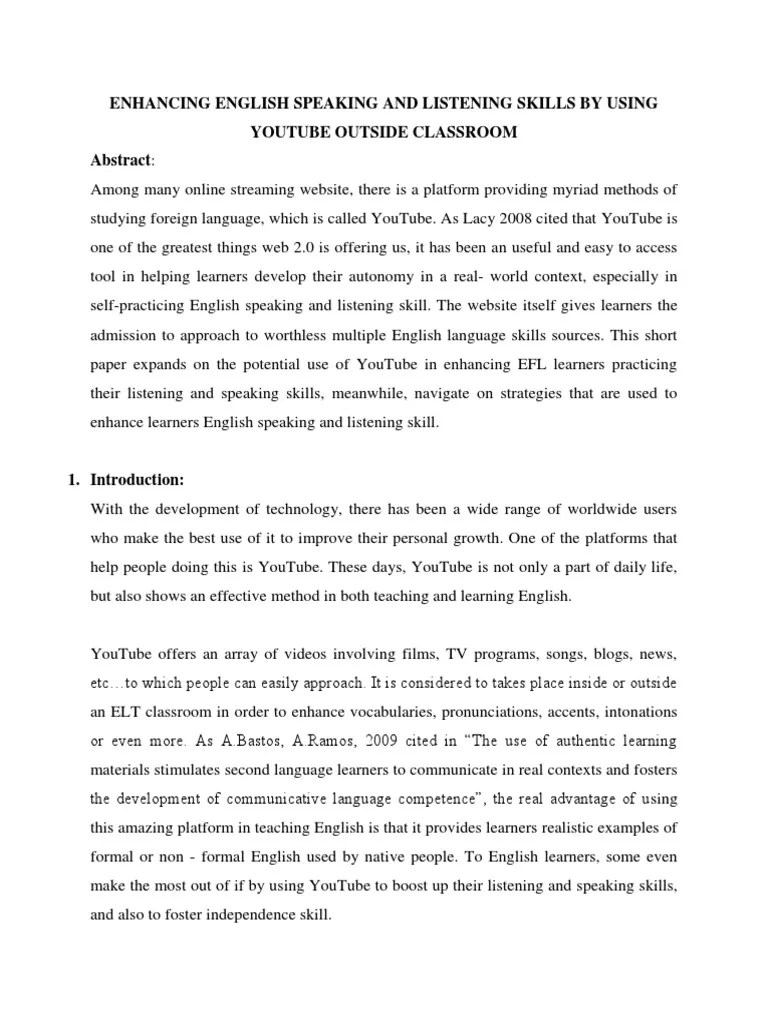 Enhancing English Speaking And Listening Skills By Using Youtube ...