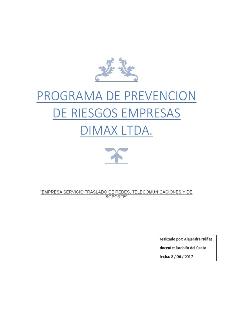 Programa De Prevencion De Riesgos Dimax | PDF | Seguridad Y Salud Ocupacional | Seguridad