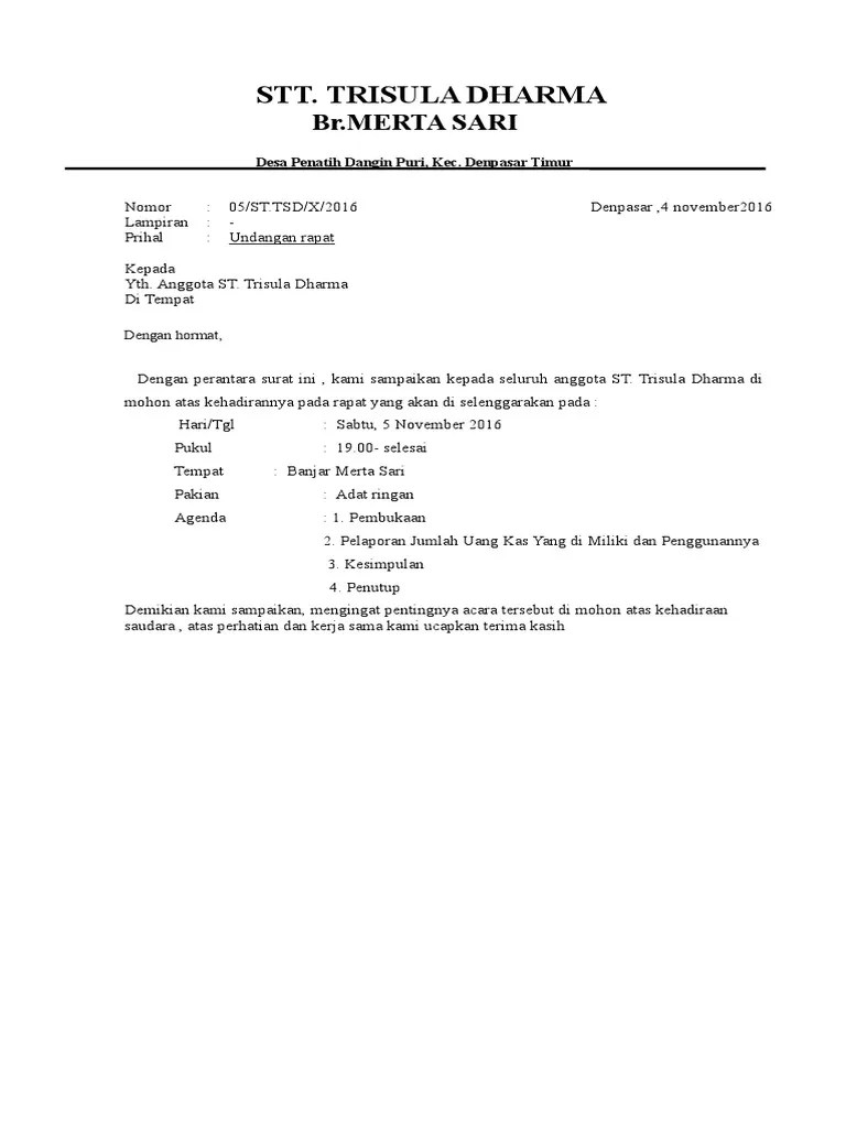 .kata undangan pernikahan hindu contoh model undangan pernikahan yang simple harga undangan pernikahan. Surat Undangan Rapat Stt 1 Pdf