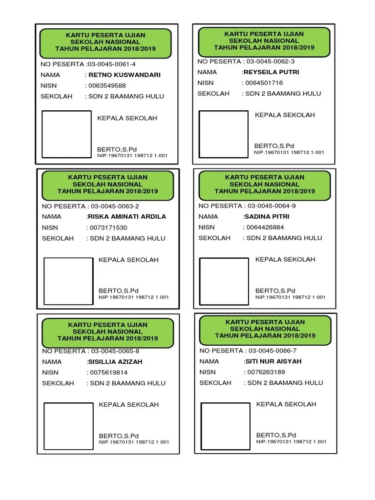Kartu peserta ujian sekolah (us) jenjang sekolah sd/smp/smk/sma/smk. Daftar Nama Peserta Ujian Sd Pdf