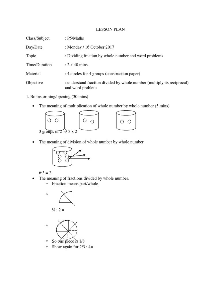 lesson plan maths p5 pdf numbers fraction mathematics