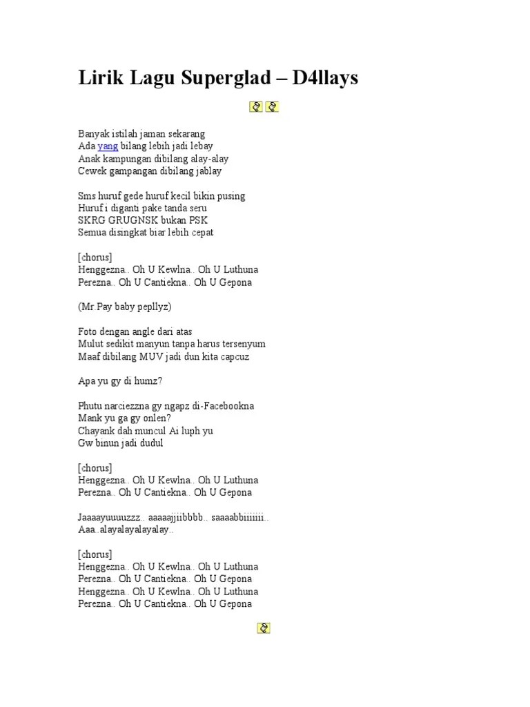 Lirik Lagu Superglad | PDF