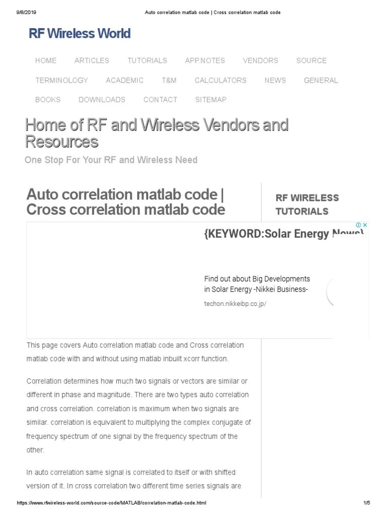 FAQ Auto Correlation Matlab Code - Cross Correlation Matlab Code | PDF | Orthogonal Frequency ...